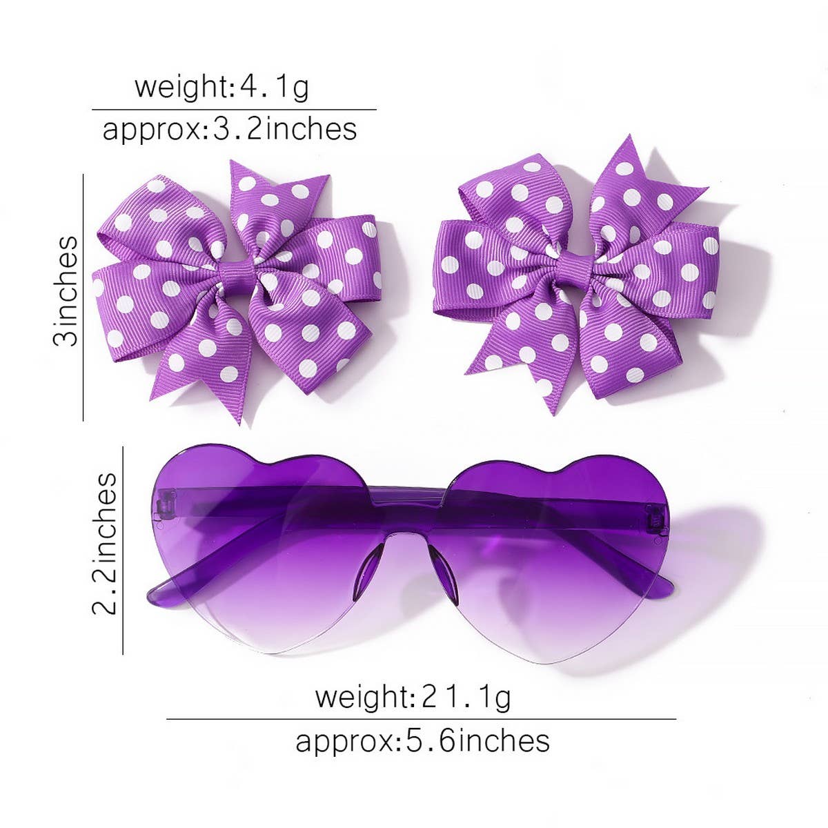 Kids Polka Dot Grosgrain Bow Hair Clip &Sunglasses