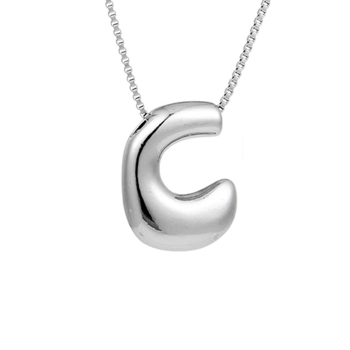 Hip Hop 26 Letters Pendant Necklace - Silver Chain
