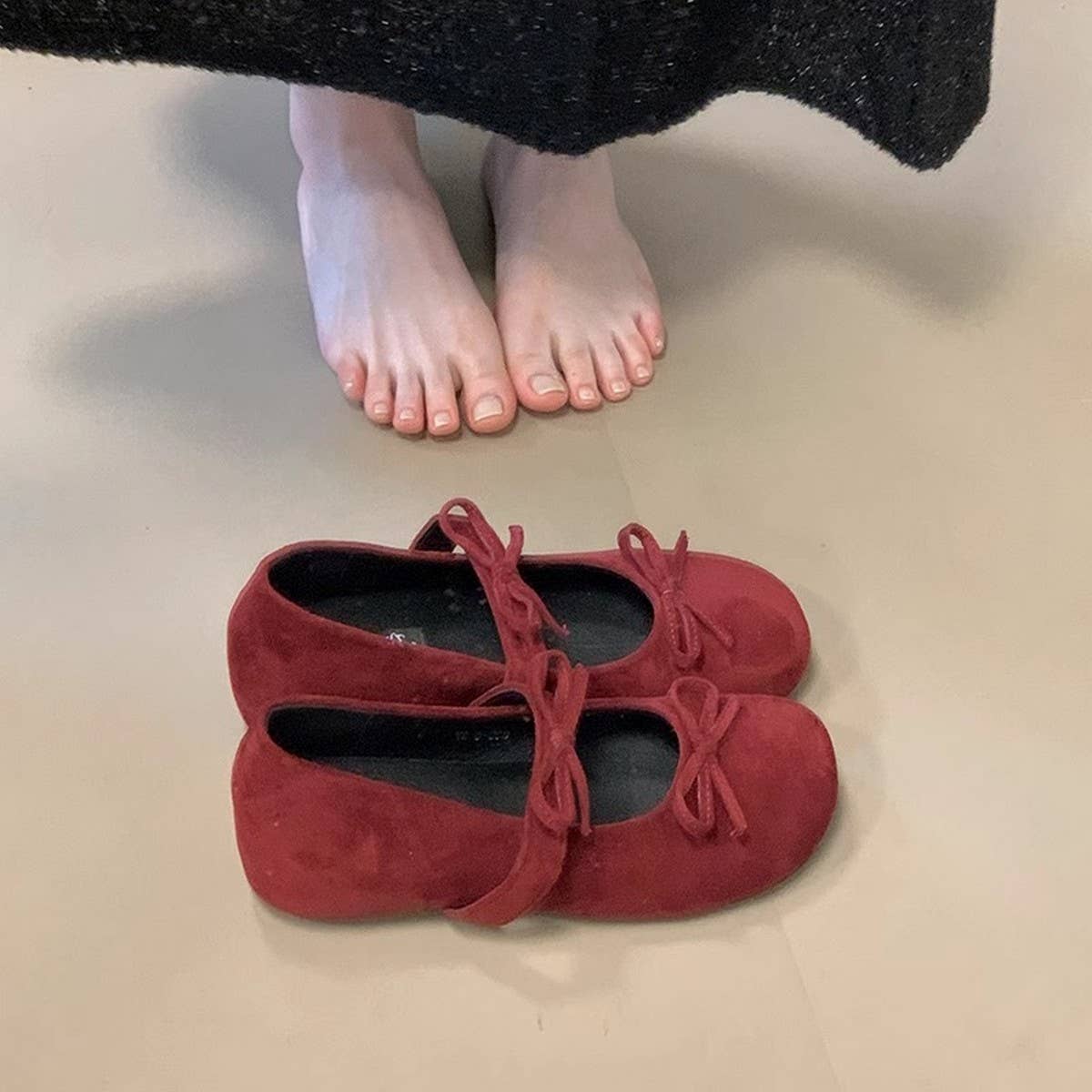 Double Bow Mary Jane Shoes with Hidden Heel