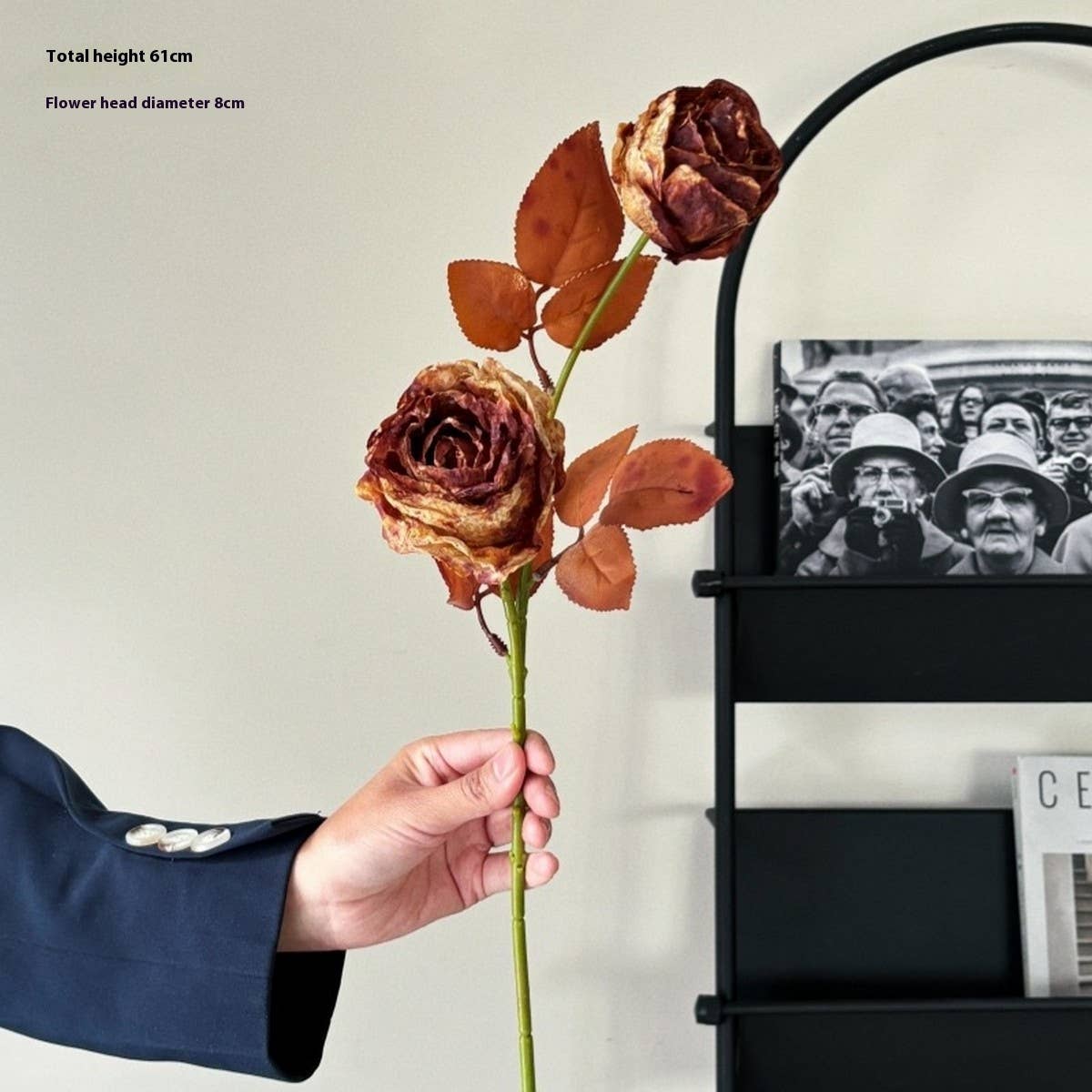 Vintage Ink-Styled Rose Bouquet with Dry Leaves