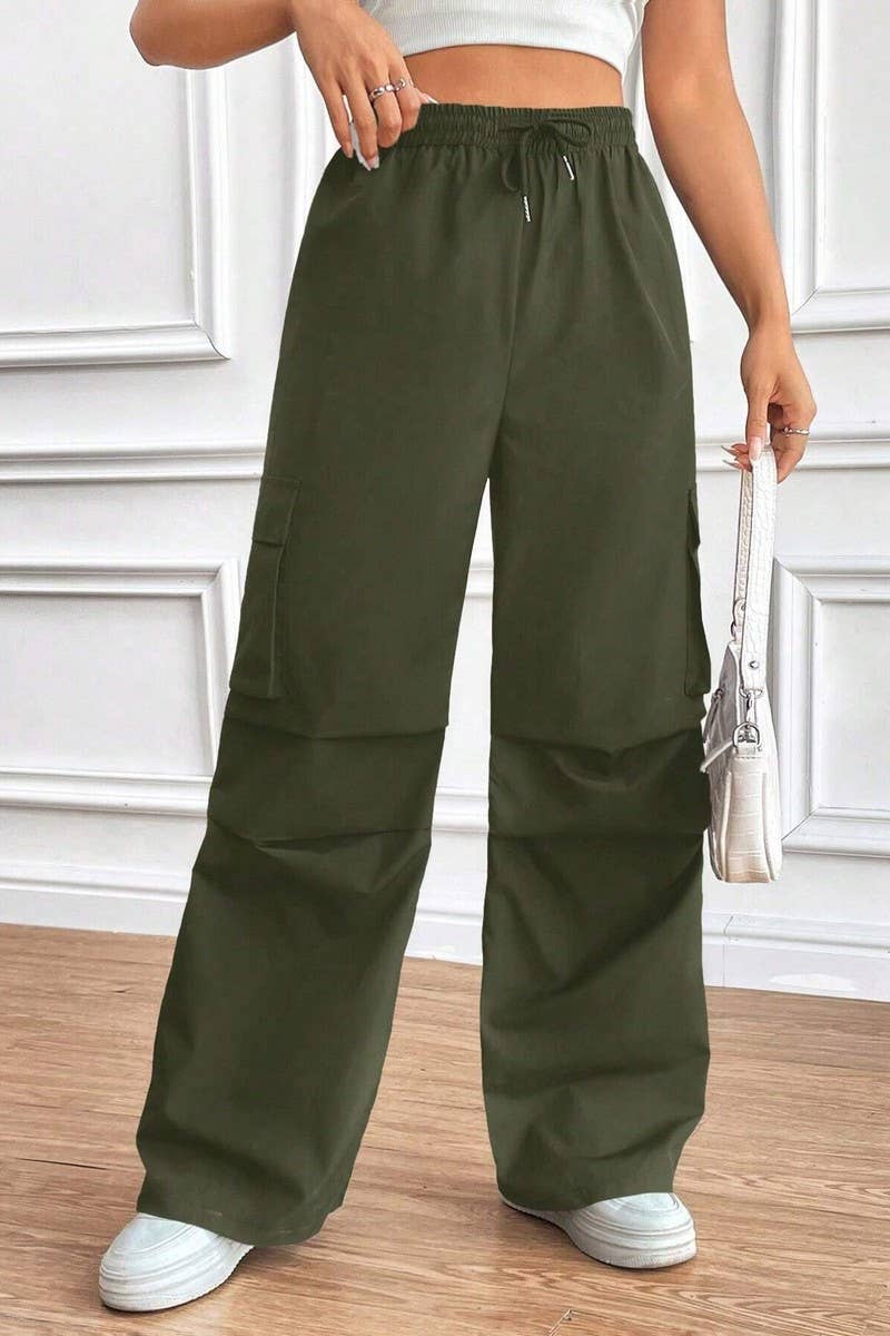 CWBLP1886_DRAWSTRING HIGH WAIST LOOSE COMMUTER OVERALLS