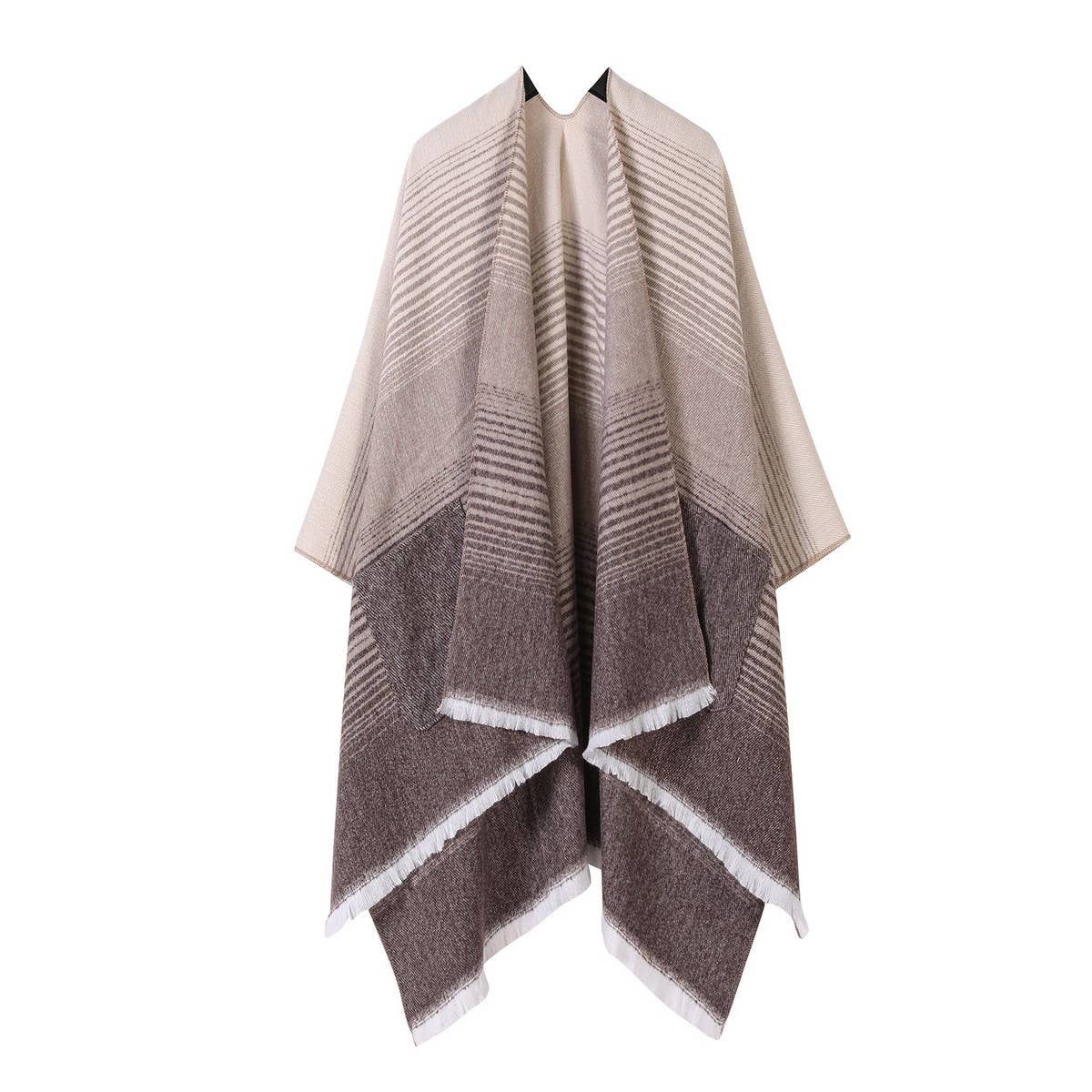 FASHIONABLE SHAWL IMITATION CASHMERE SLIT CAPE