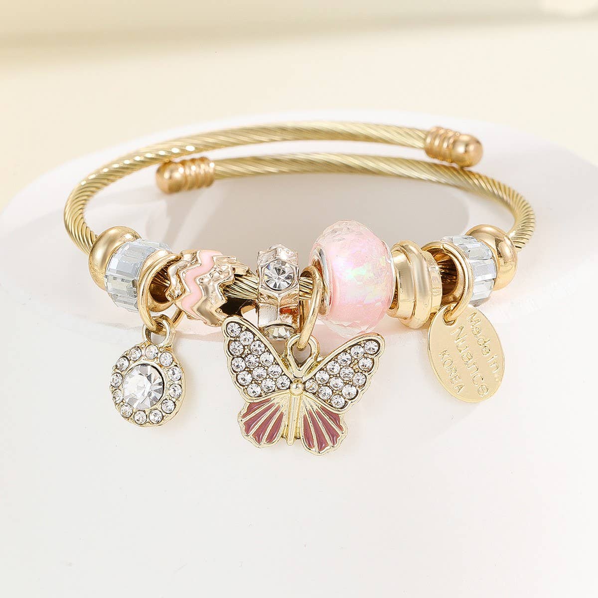 Stainless Steel Heart & Hand Charm Bracelet_CWMM8624