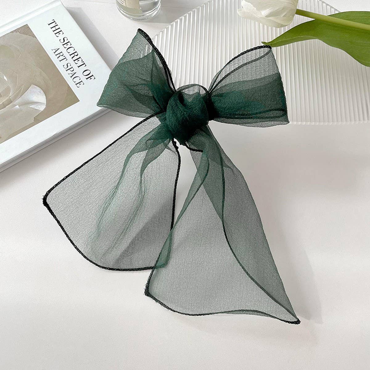 ORGANZA SOLID COLOR LONG SMALL SILK SCARF_CWASC0744