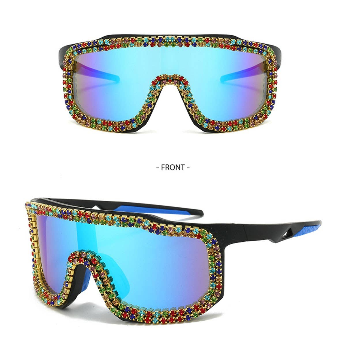 LARGE FRAME DIAMOND COLORFUL WINDPROOF SUNGLASSES