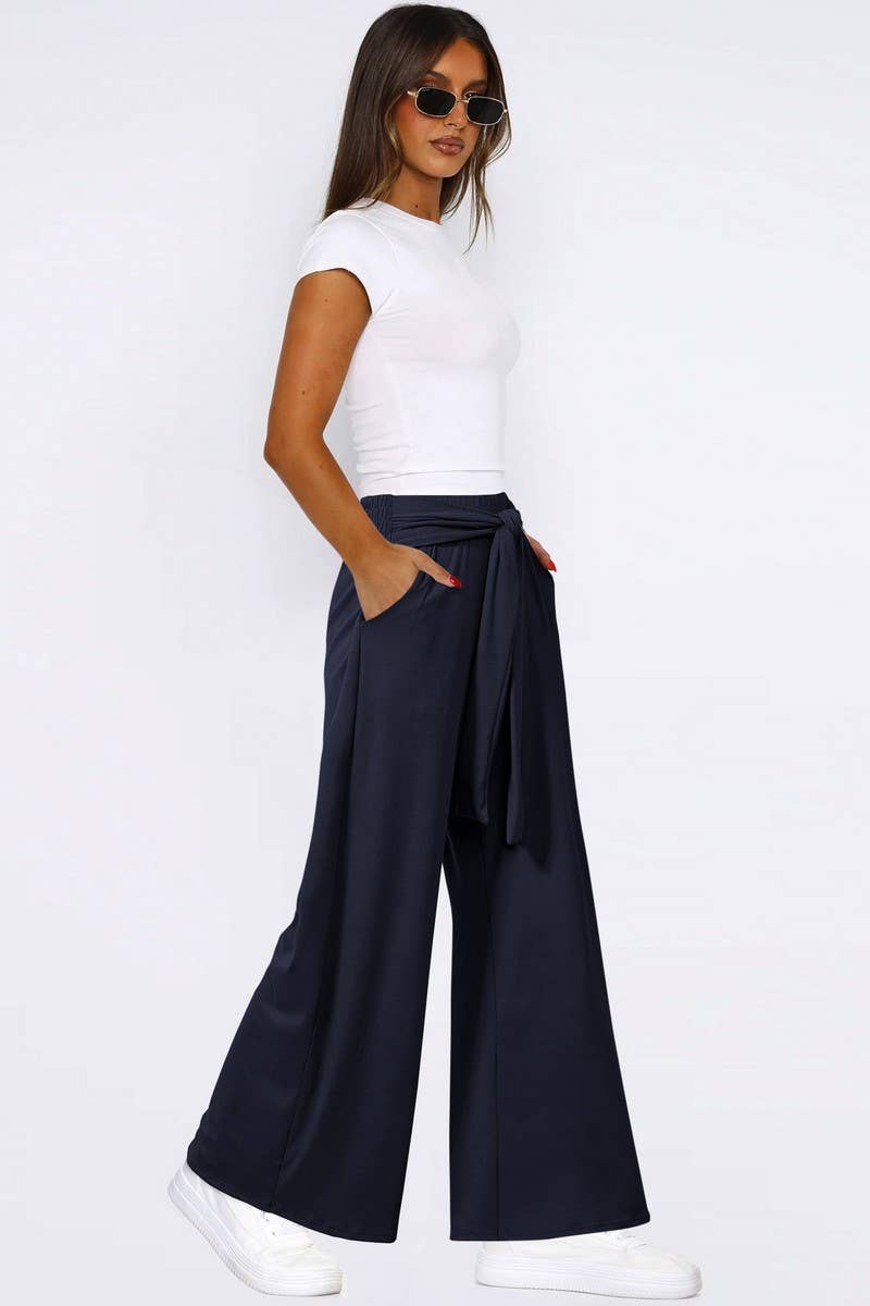 CWBLP01042_SOLID DRAWSTRING LOOSE WIDE LEG PANTS