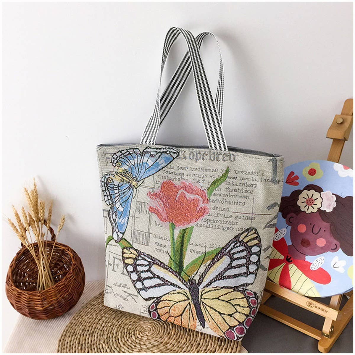 LARGE CAPACITY ETHNIC STYL CANVAS SHOULDER TOTE BAG_CWAB1670
