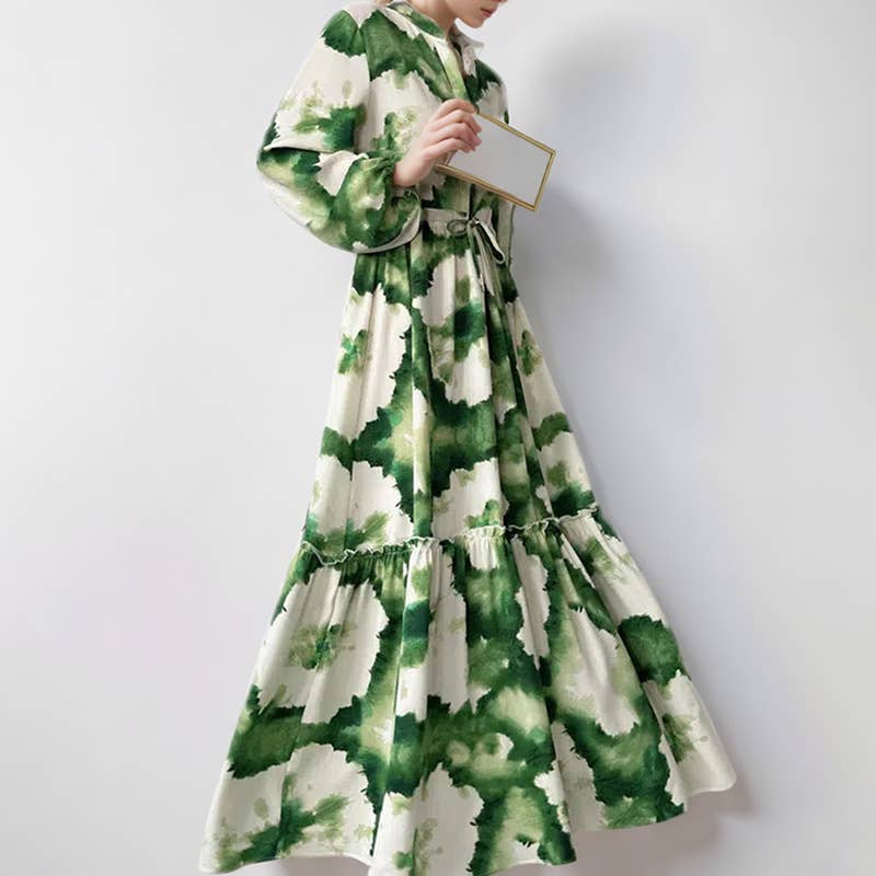 PERSONALIZED WAIST ADJUSTABLE PRINTED LONG DRESS