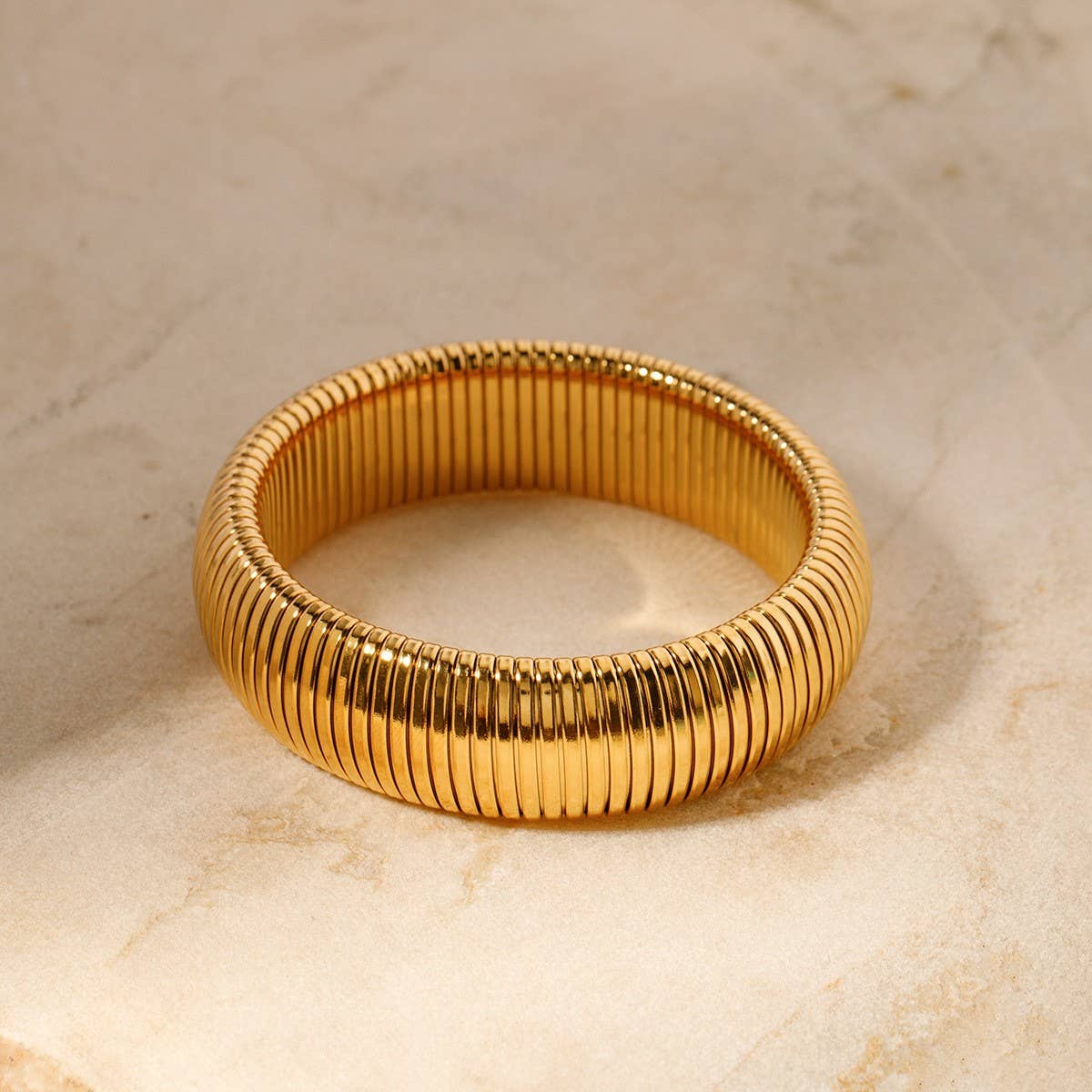 Chic Wide Snake Chain Bangle in Gold &Silver Steel