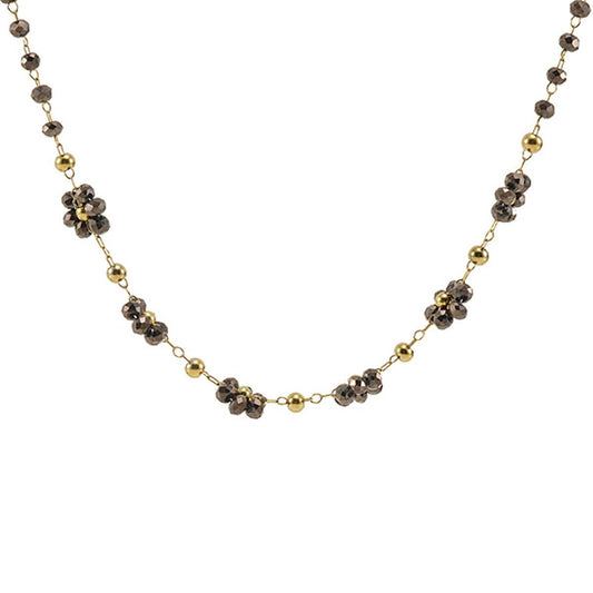 18K stainless steel small fresh crystal flower necklace