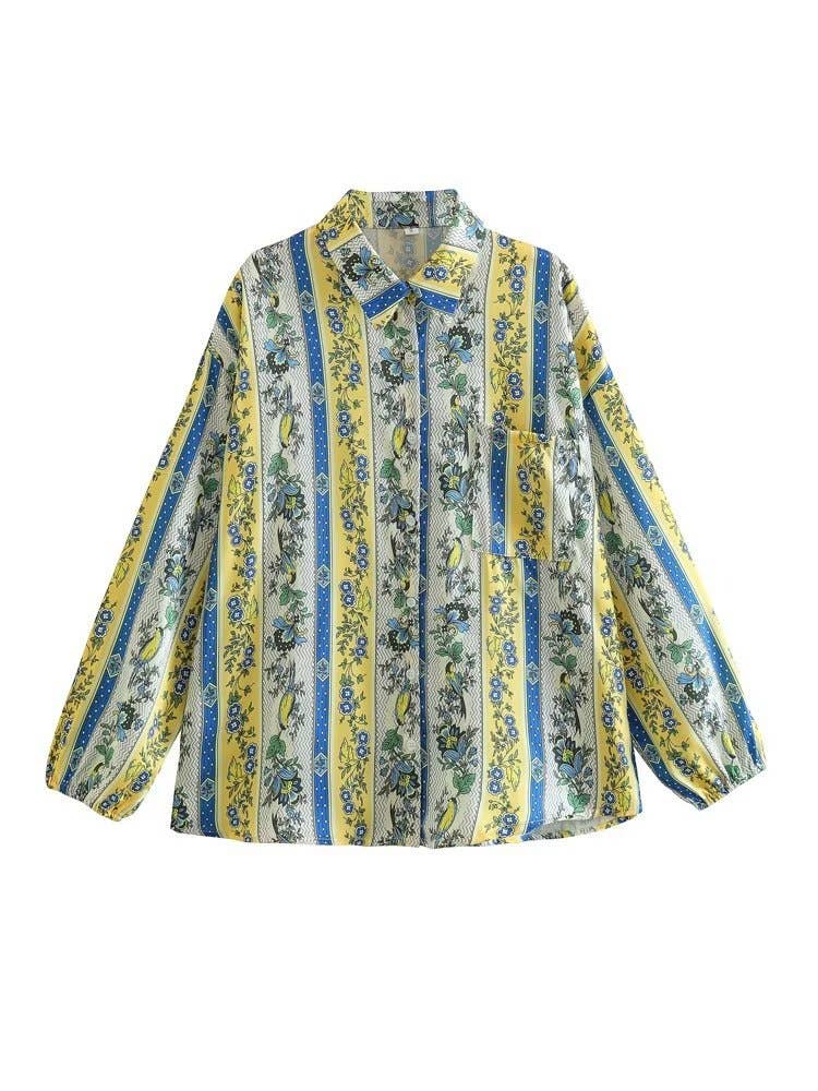 Ethnic style lapel top basic trouser suit