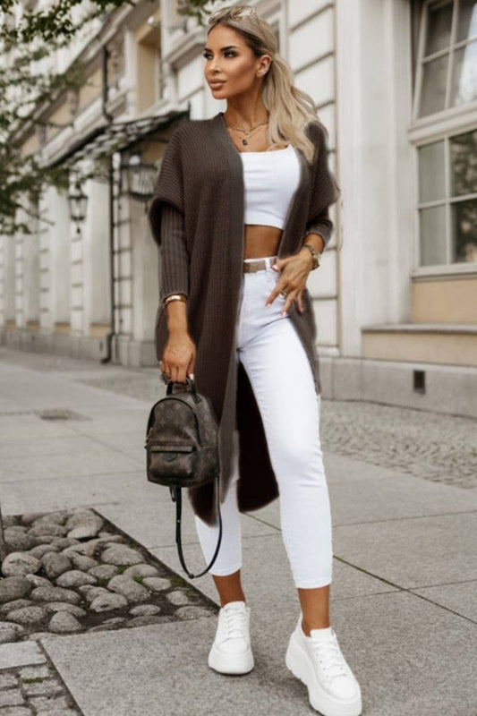 CWOCAL00563_LOOSE SOLID COLOR KNITTED CARDIGAN SWEATER