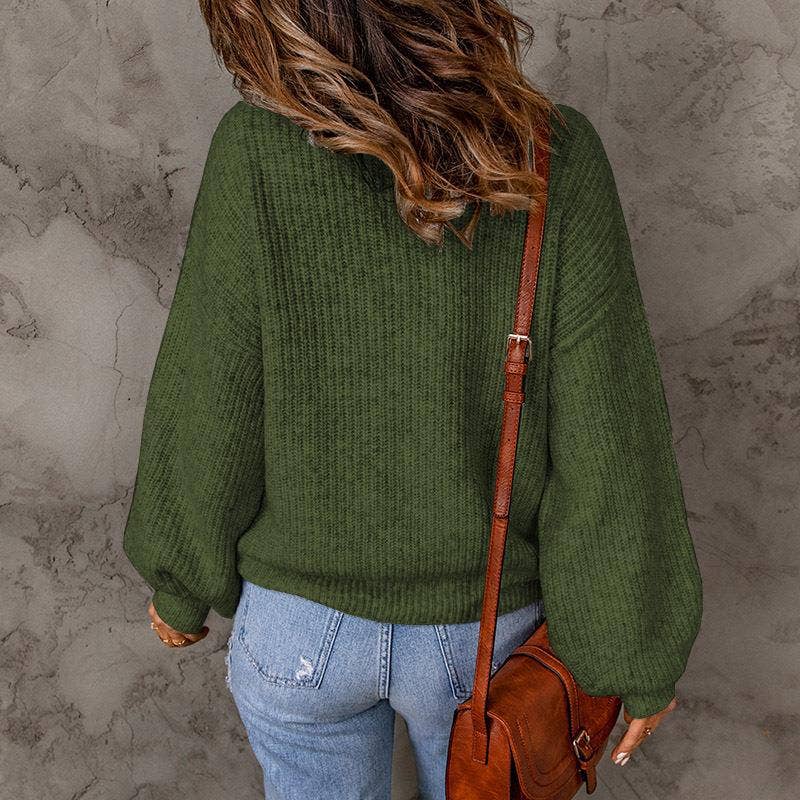 TURTLENECK SOLID COLOR PULLOVER SWEATER