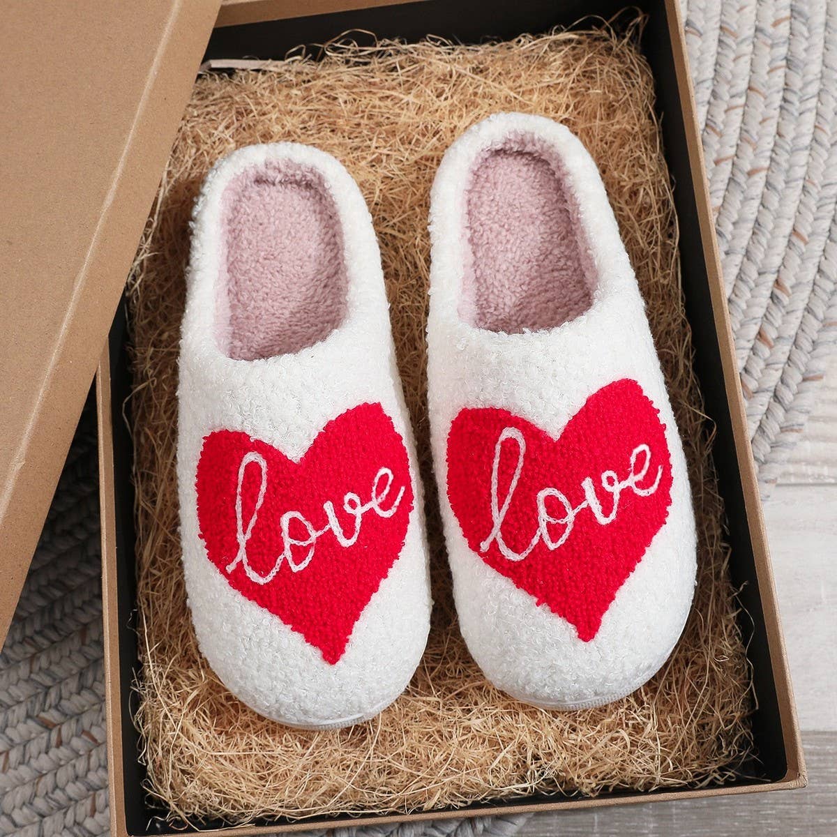 VALENTINE'S DAY RED LOVE COTTON SLIPPERS