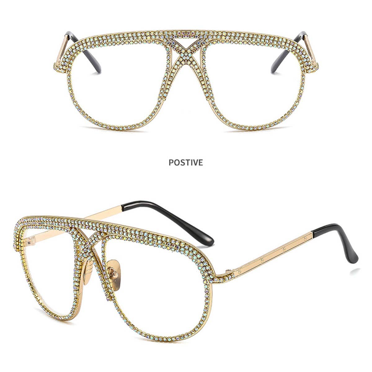 LARGEFRAME COLORFUL DIAMOND-STUDDED TOADSUNGLASSES