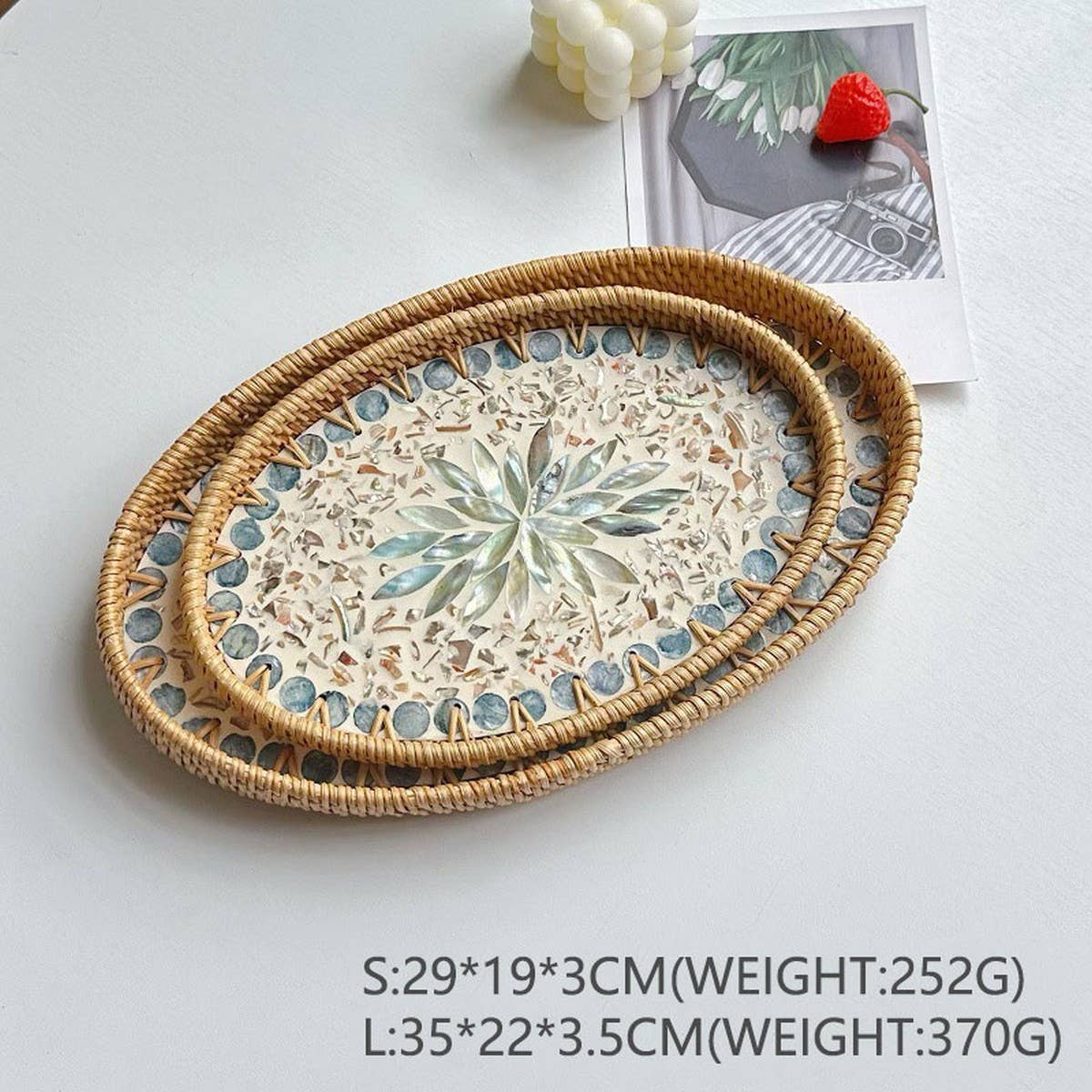 RATTAN SHELL ROUND PLATE THREE-PIECE SET_CWMM4496