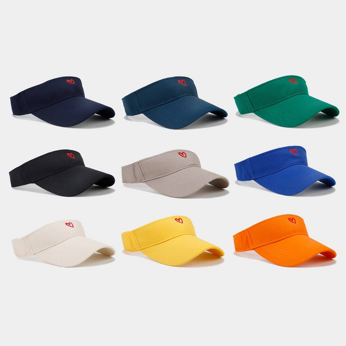 Heart Embroidered Visor - Summer Sun Hat_CWAH3290