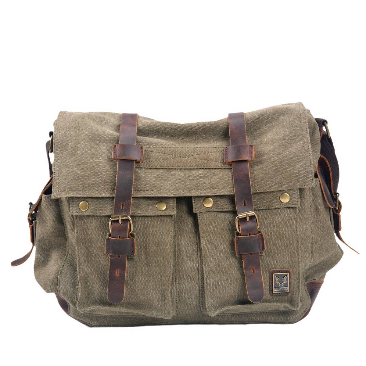 Vintage Canvas Leather Laptop Satchel for Men_CWAB5567