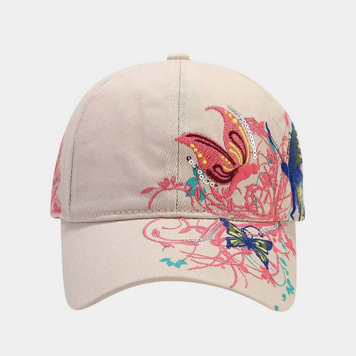 Butterfly Embroidery Baseball Cap, Women??¢s Sun Hat CWAH1648