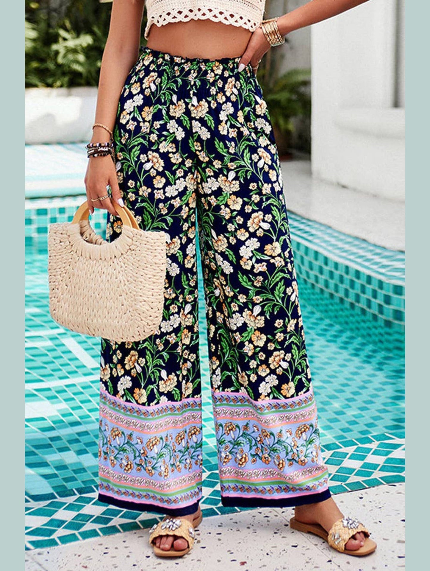 CASUAL PRINT SPANDEX WIDE-LEG PANTS_CWBLP0707