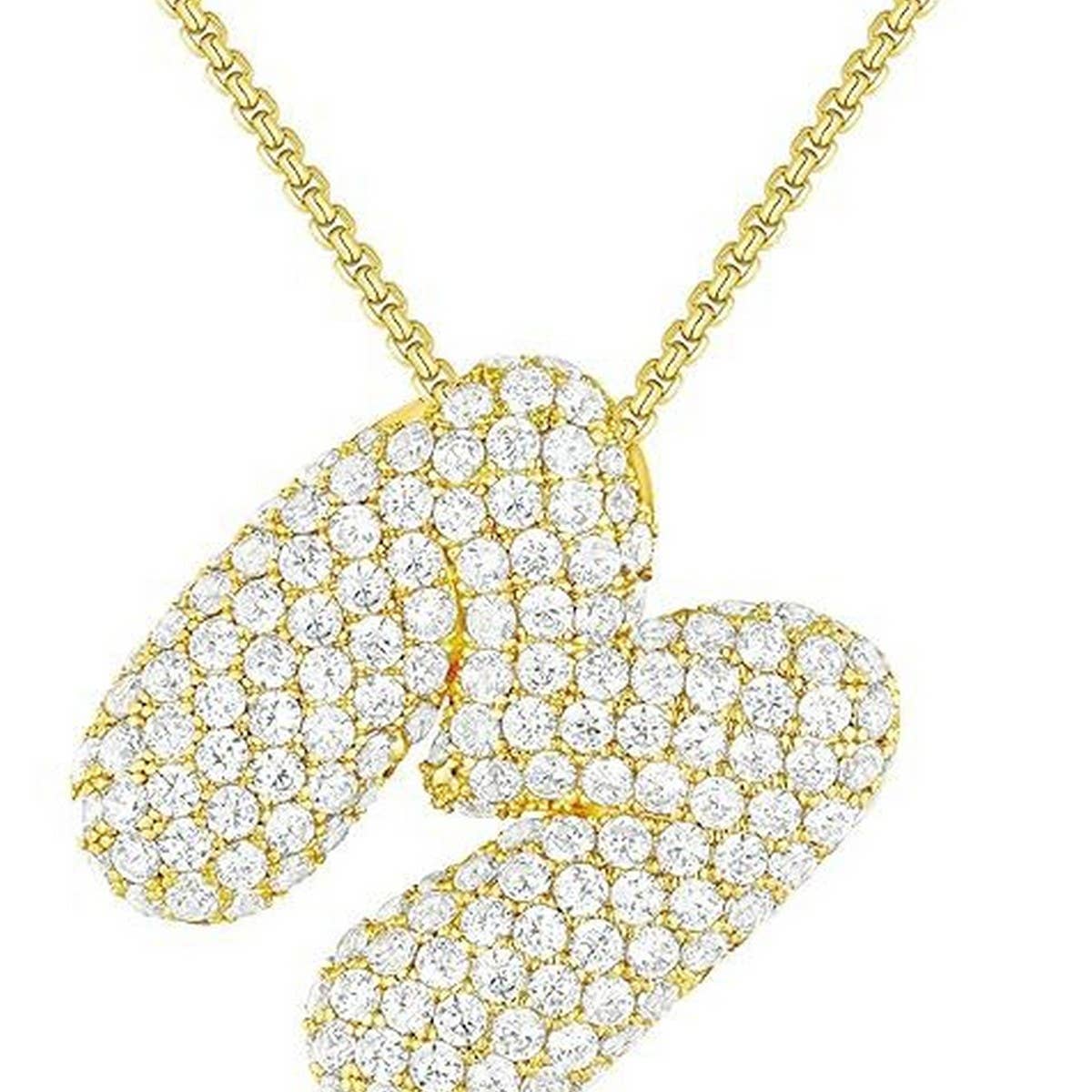 26 Letters Necklace - Copper Zirconia Pendant_CWMM5864