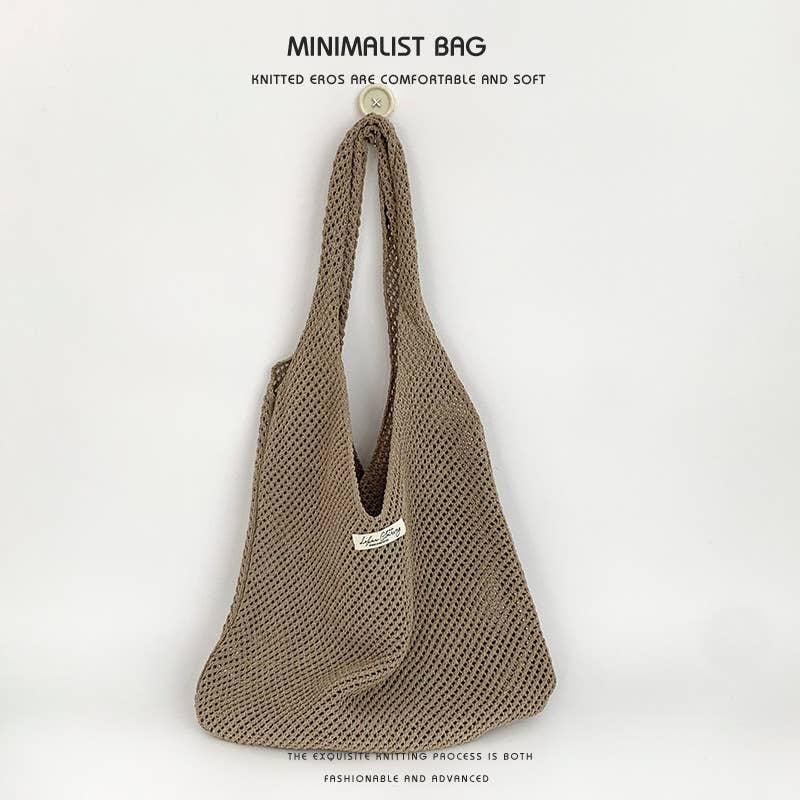 Hollowed-out beach laid-back style woven bag