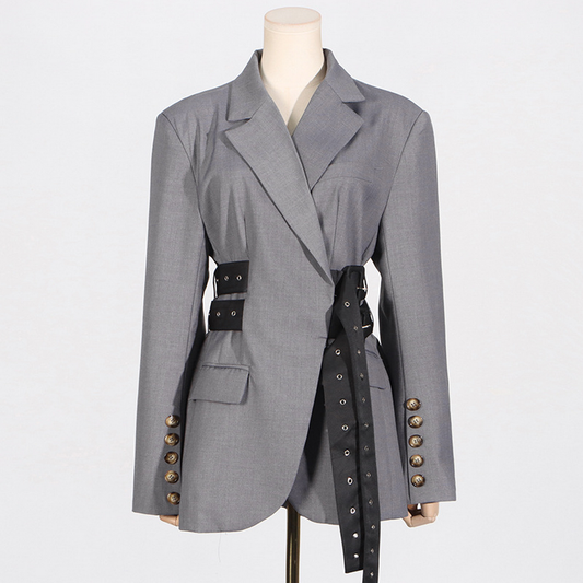 Chic Side Tie Waist Blazer with Long Sleeves