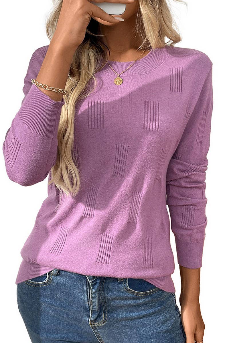CWOSWL07157_SOLID CREWNECK PULLOVER LONG SLEEVE KNIT