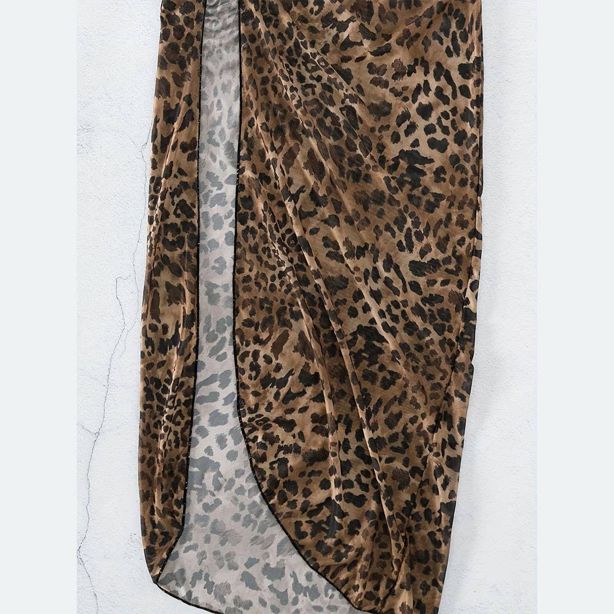 Leopard Print Sling Beach Skirt with High Slit