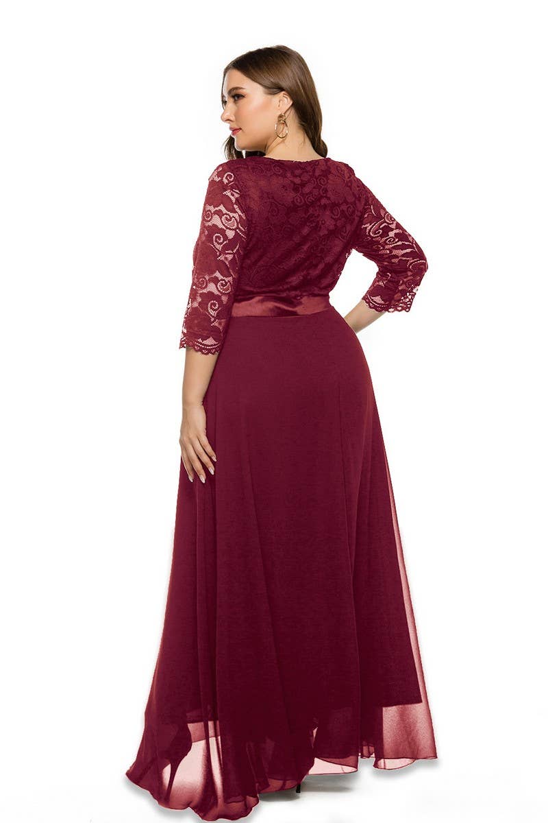 CWDMD3231_PLUS SIZE LACE EVENING DRESS
