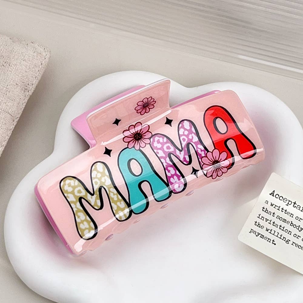 Flower rainbow acrylic large square shark clip