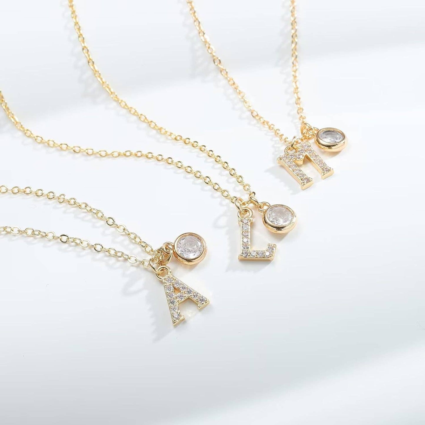 Fashionable golden zircon 26-letter necklace