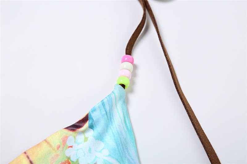 Printed Tie-Up Push-Up Bikini Set