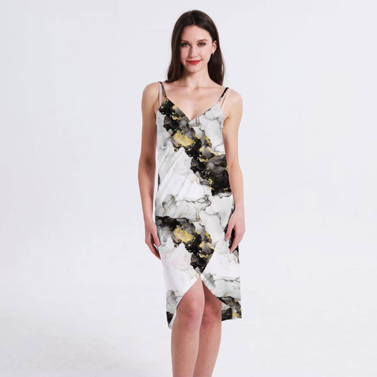 Floral Print One-Piece Beach Dress for Vacation