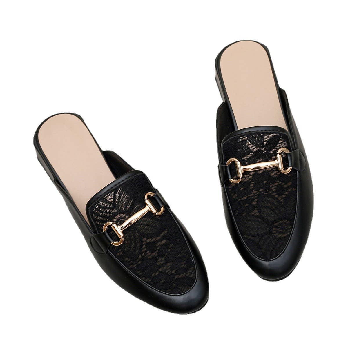 MEDIUM HEEL CASUAL THICK HEEL HALF SLIPPERS MULES