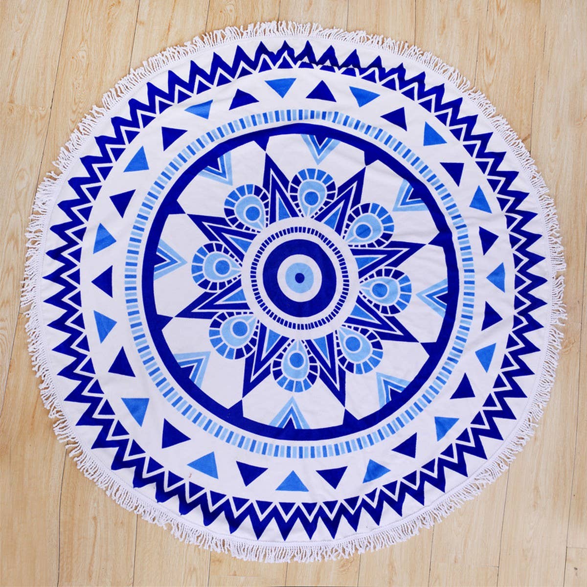 Round Microfiber Tassel Beach Towel Blanket