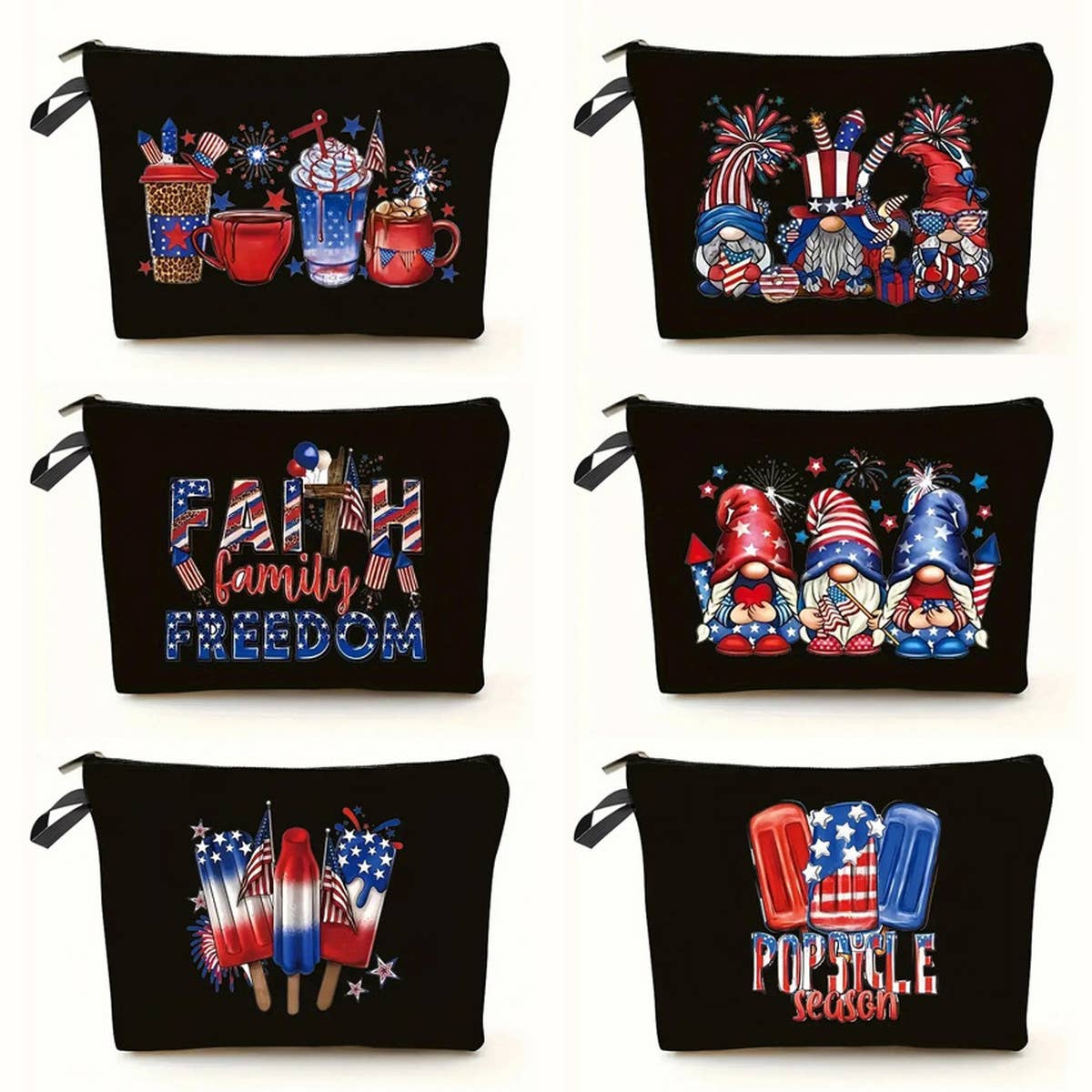 BLACK DOUBLE-SIDED PRINTED COSMETIC BAG_CWAB2262