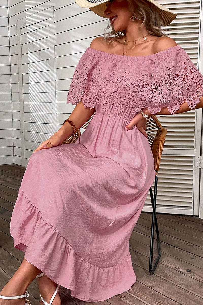 CWDMD00960_TEMPERAMENT COMMUTING LACE PATCHWORK DRESS