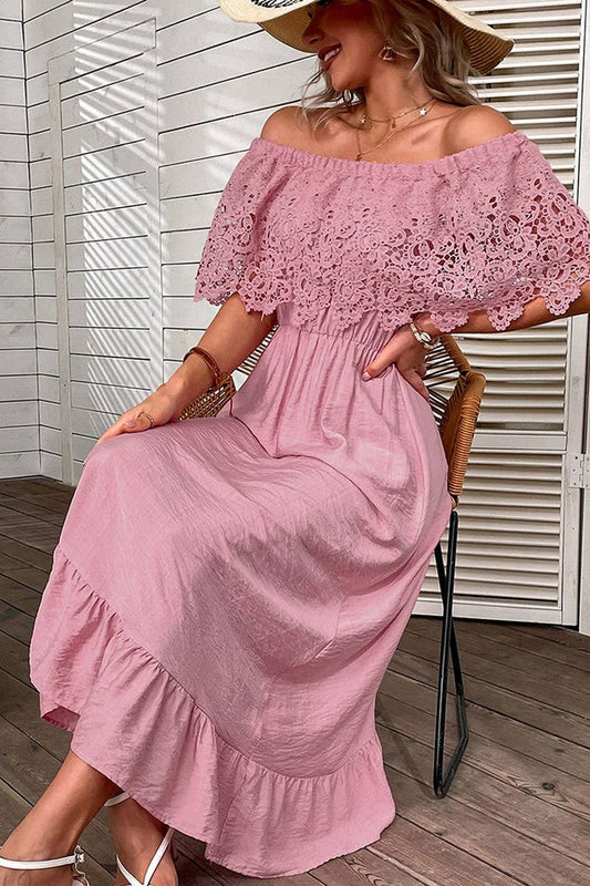 CWDMD00960_TEMPERAMENT COMMUTING LACE PATCHWORK DRESS