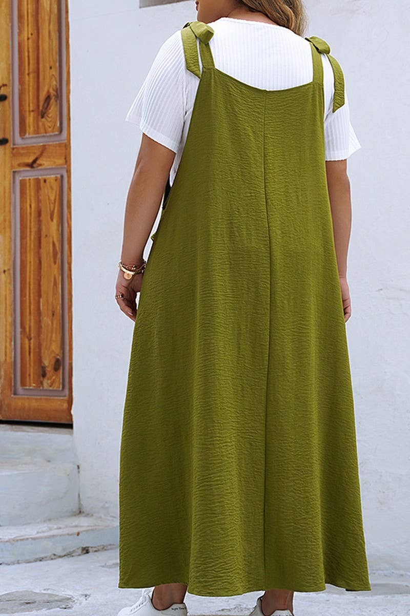 PLUSSIZE SOLID COLOR STYLISH SLIP ONE PIECE DRESS_CWDMD1373