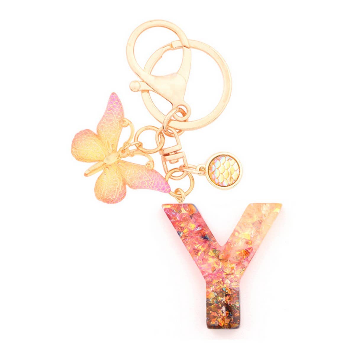Creative Crystal Letter Keychain with Resin Sequins_CWAB5021