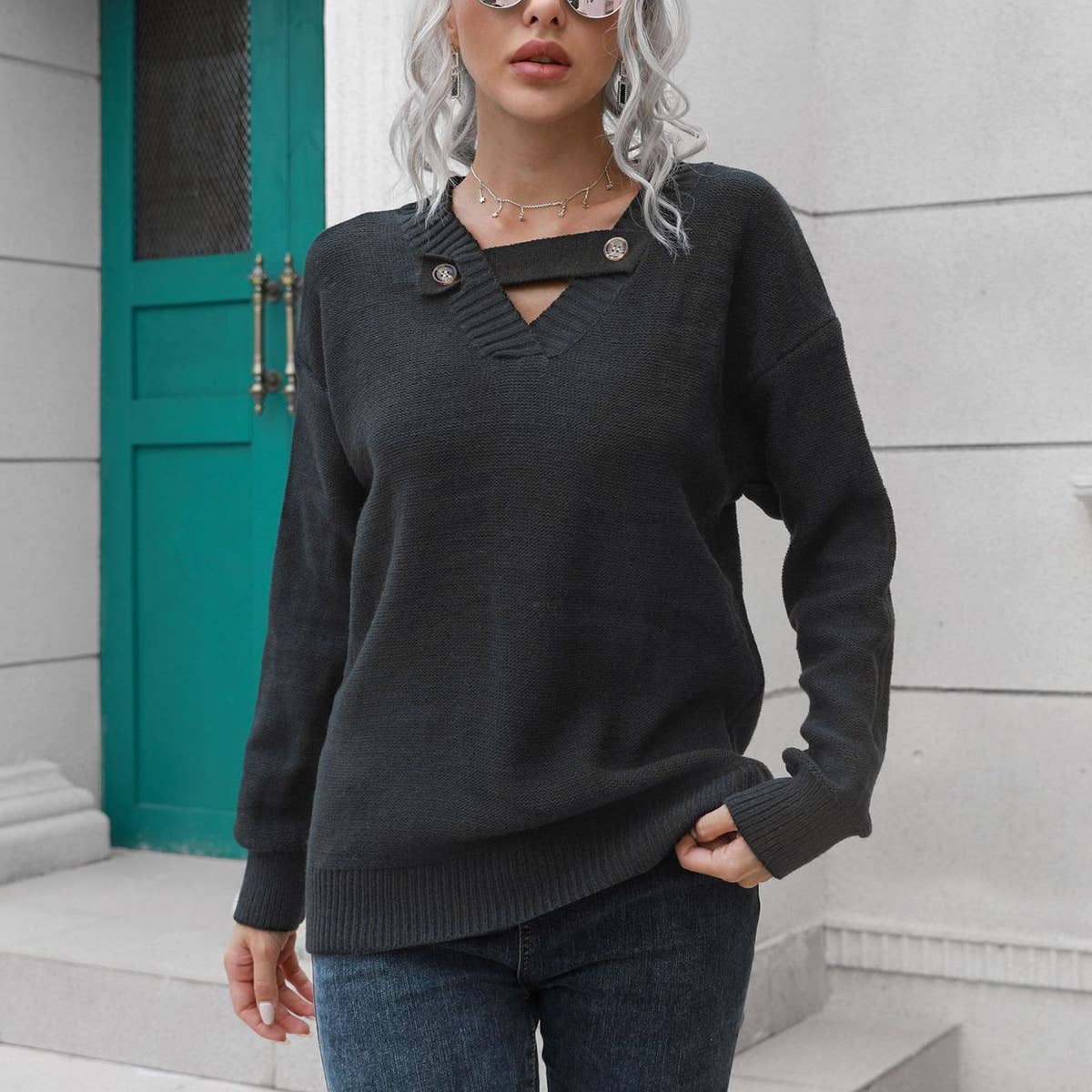 Autumn/winter design button sweater