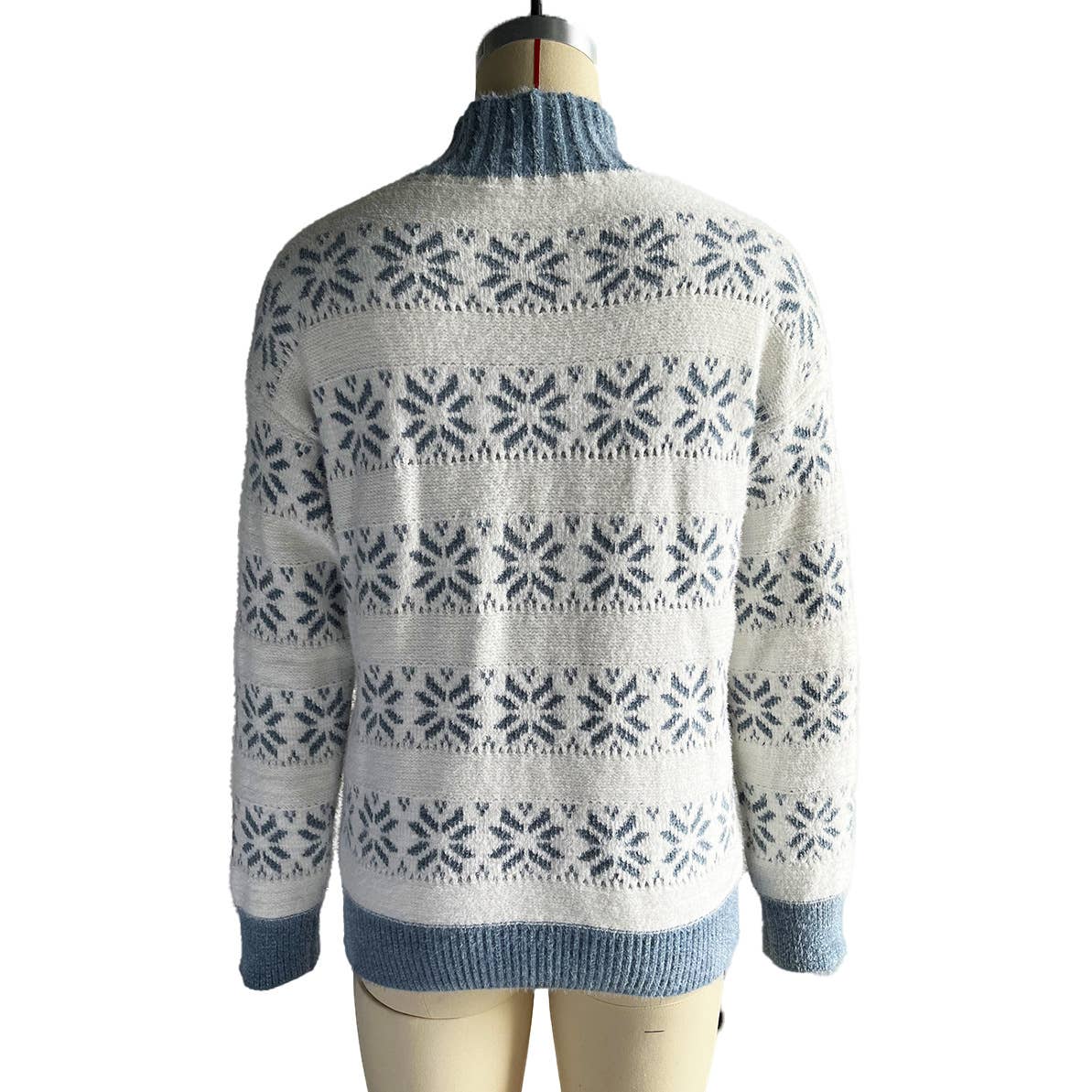 TURTLENECK SNOWFLAKE JACQUARD LONG SLEEVE SWEATER