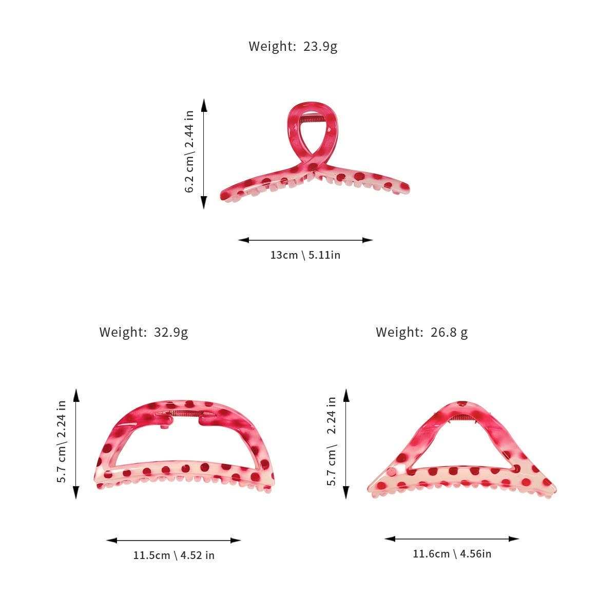 Pink polka dot hollow hairpin, simple student_CWAHA2077