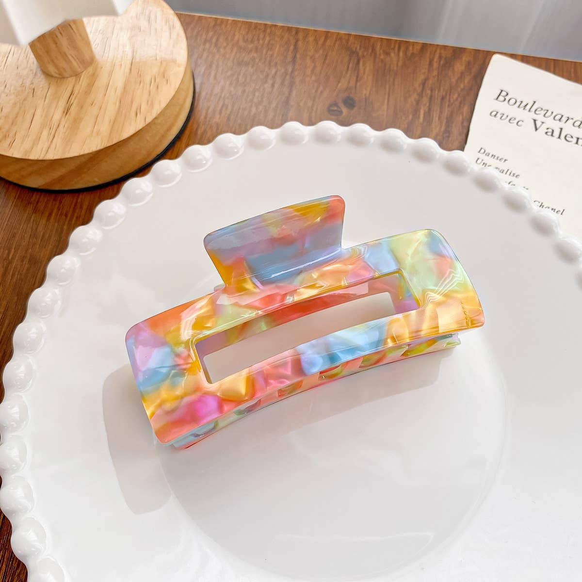 Acetate board style candy-colored hair clip