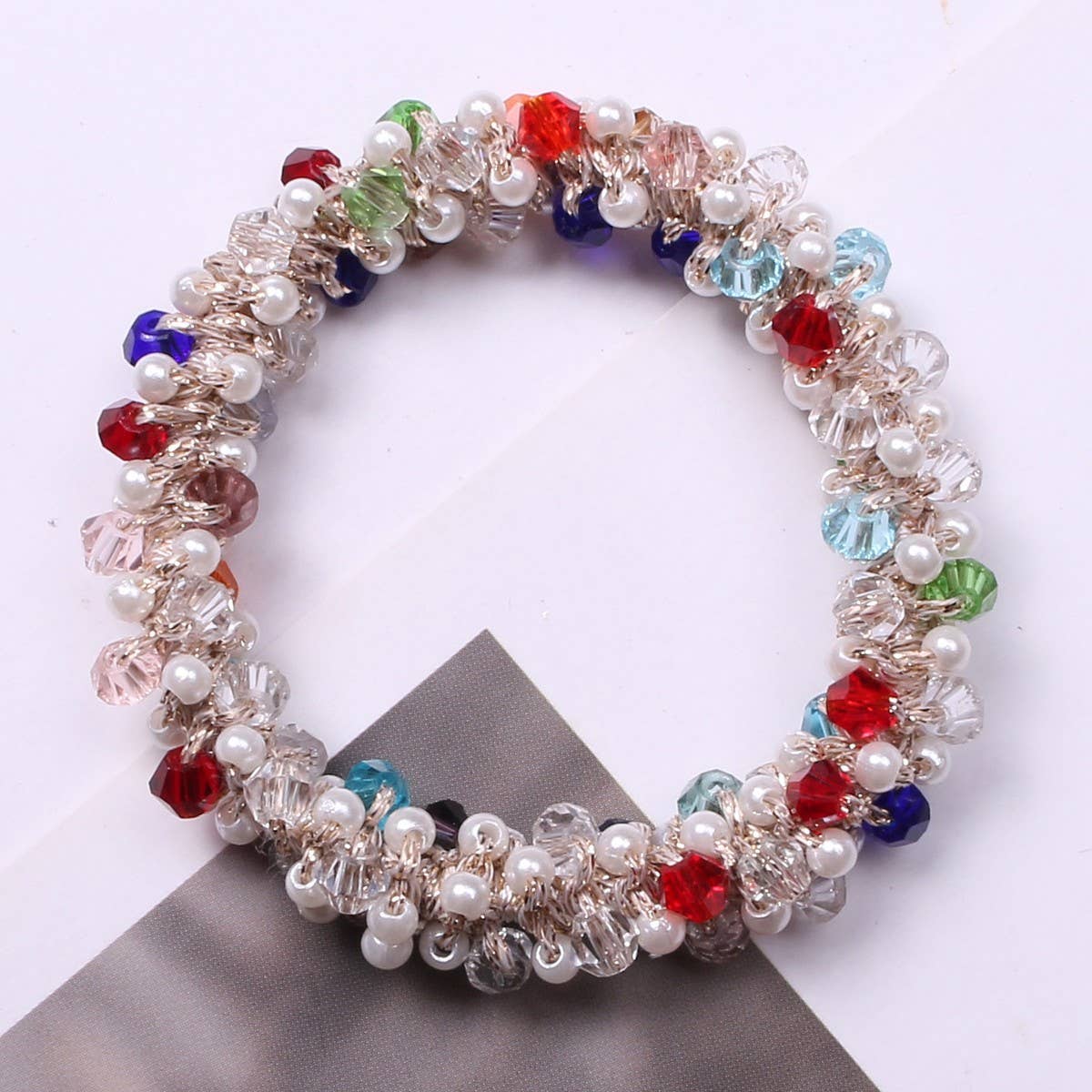 Minimalist Pearl Crystal Hair Tie Stylish Ponytail