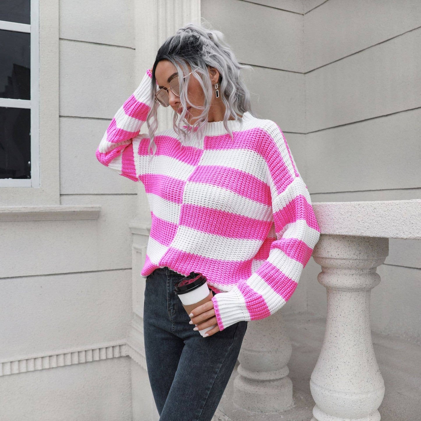 STRIPED SWEATER FALL AND WINTER LONG SLEEVES