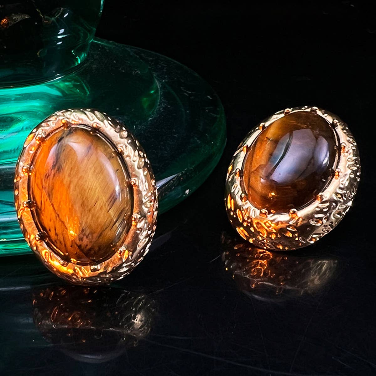 VINTAGE MAILLARD TIGER EYE DROP EARRINGS