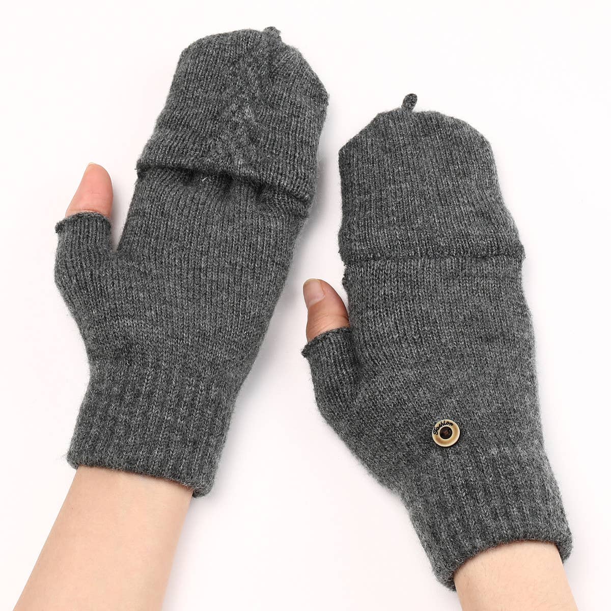 FLAP HALF FINGER WOOL WARM GLOVES_CWAG0098