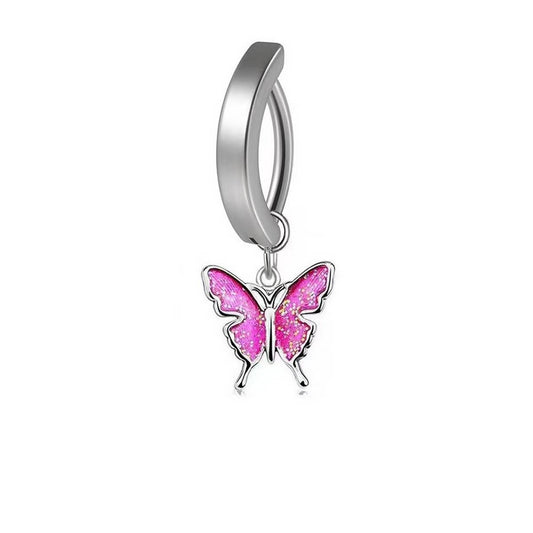 Minimal Curved Butterfly Star Belly Button Ring